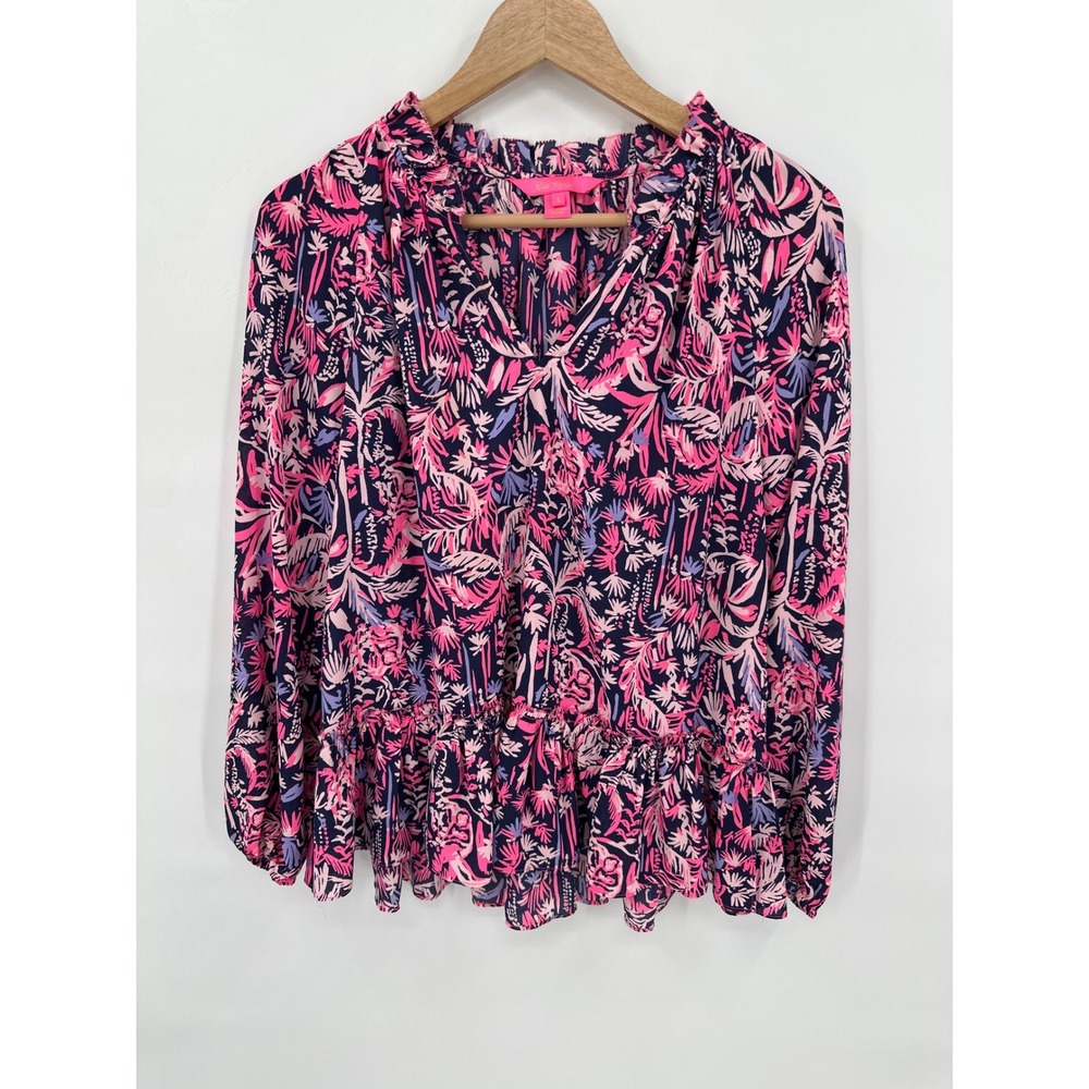 Lilly Pulitzer Savanna Swing of Things Womens S Blouse Preppy Designer Old Money